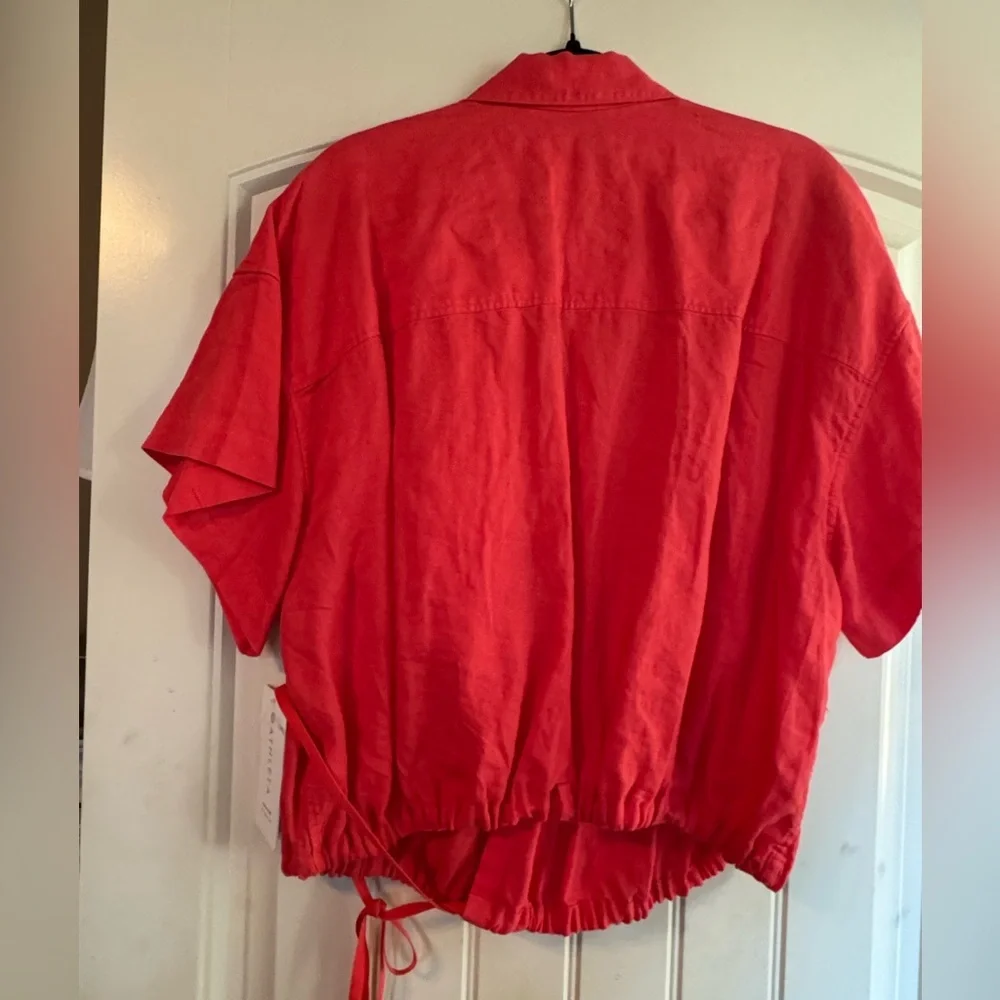 Athleta Playa TieCoral 100% Linen Blouse 3X, NWT - Picture 10 of 10